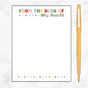 Teacher Notepad, Personalized Note Pad, From the Desk of Note Pad, Custom Notepad, Teacher Appreciation Gift, Back To School, Teacher Gift