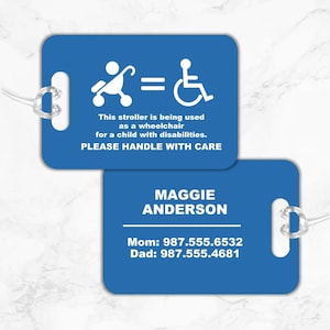 Stroller as Wheelchair tag, Stroller = wheelchair, Handicap Medical ID Tag, Medical Equipment Tag, Stroller Tag, Special Needs