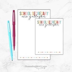 Secretary Notes Design School Secretary Notepad, Personalized Notepad, Secretary Gift, Gift ...