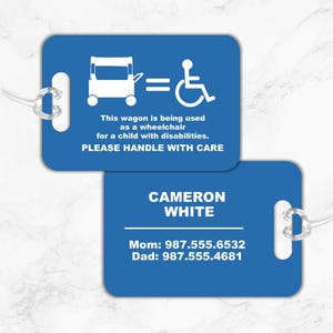 Wagon as Wheelchair tag, Wagon = wheelchair, Handicap Medical ID Tag, Medical Equipment Tag, Wagon ID Tag, Wheelchair Tag, Special Needs Tag