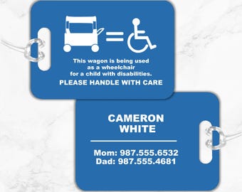 Wagon as Wheelchair tag, Wagon = wheelchair, Handicap Medical ID Tag, Medical Equipment Tag, Wagon ID Tag, Wheelchair Tag, Special Needs Tag