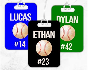 Baseball Bag Tag, Baseball Luggage Tag, Gift For Baseball Players, Sports Bag Tag, Custom Luggage Tag, Custom Luggage ID Tag, Name Tag