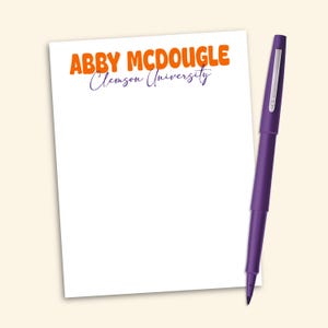 Personalized College Notepad, Gift for Graduate, School Colors Notepad, College Grad Gift, College Graduation Gift