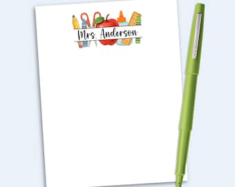Personalized Teacher Notepad, Custom Teacher Stationery