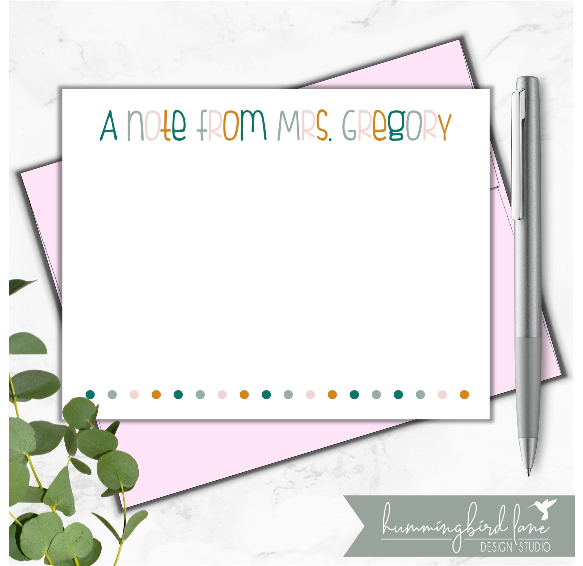 Teacher Note Cards, Set of 10 Personalized Teacher Note Cards, Gift for ...