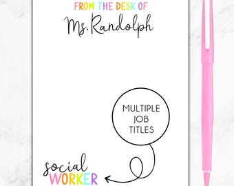 School Social Worker Notepad, Personalized Social Worker Notepad, Gift for Social worker, School Social Worker Christmas Gift