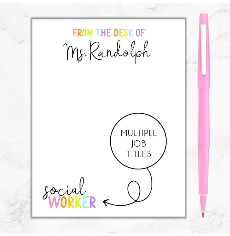 School Social Worker Notepad, Personalized Social Worker Notepad, Gift for Social worker, School Social Worker Christmas Gift
