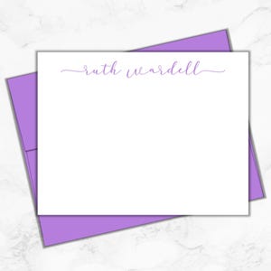 Personalized Notecards Set, Personalized Flat Notecards and Envelopes, Stationary Flat Notecards Set
