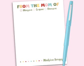 Personalized Mom Stationery, Custom Family Notepad