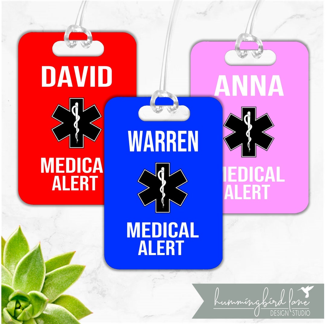Medical Alert Bag Tag, Medical Alert ID, Personalized Medical Alert