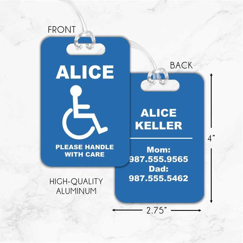 Personalized Handicap Tag, Wheelchair Tag, Disabled Tag, Disability Placard, Handicap Placard, Medical Alert Tag, Aluminum Tag Bild 3