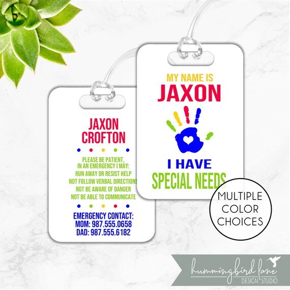 Special Needs Bag Tag Special Needs Luggage Tag Wheel Chair Tag
