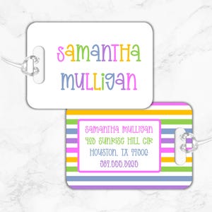 Rainbow Bag Tag, Backpack Tag, Personalized Luggage Tag, Polka Dot Luggage Tag, Girls Bag Tag, Diaper Bag Tag, Stroller Tag, Gift for Girls