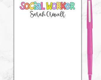 Social Worker Notepad, Personalized Social Worker Notepad, Gift for School Social Worker, Social Worker Appreciation Gift, Back To School