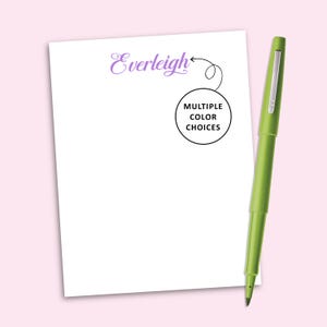 Personalized Name Notepad, Elegant Script Stationery, Custom Desk Pad
