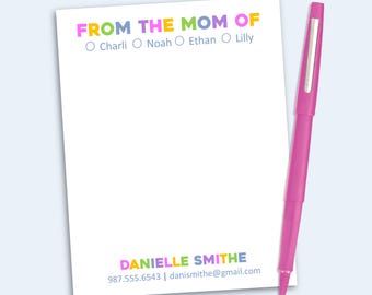 Personalized Mom Notepad, Custom Family Stationery