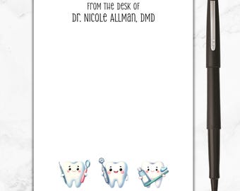 Cute Dental Notepad, Personalized Dentist Notepad, Dentist Stationery, Gift for Dentist, Dental Notepad, Dental School Grad, Dentist Day
