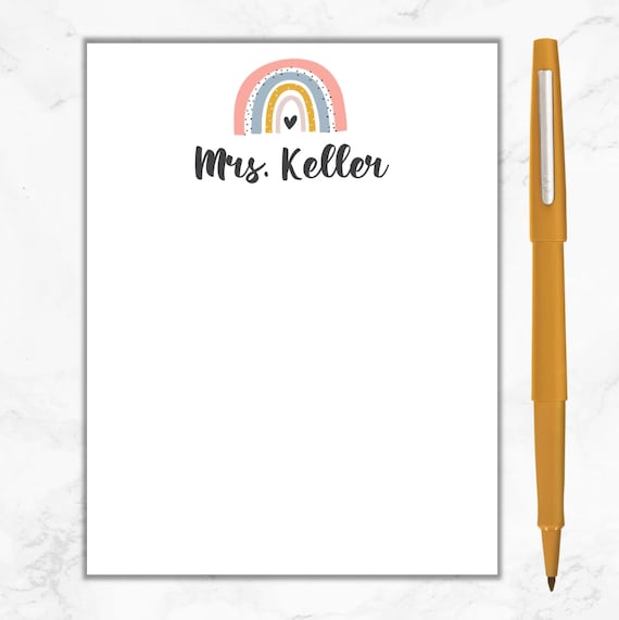 Rainbow Notepad, Personalized Rainbow Note Pad, Teacher Note Pad, Custom Notepad, Teacher Appreciation Gift, Back To School, Rainbow Gift