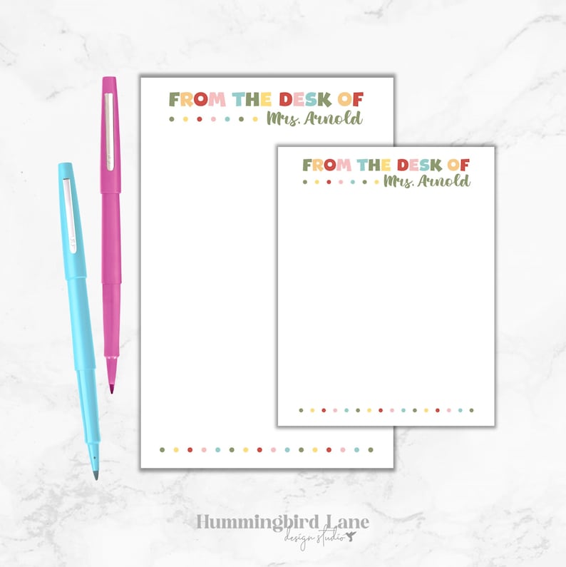 Teacher Notepad, Personalized Note Pad, From the Desk of Note Pad ...