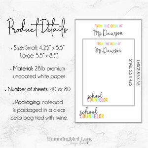 School Counselor Notepad, Personalized Counselor Notepad, Gift for School Counselor, School Counselor Christmas Gift, Back To School