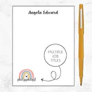 School Psychologist Notepad, Personalized Psychologist Notepad, Rainbow Notepad, Gift for Psychologist, Psychologist Gift, Back To School