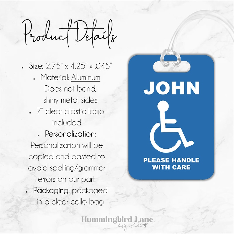 Personalized Handicap Tag, Wheelchair Tag, Disabled Tag, Disability ...