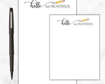 Teacher Notepad, Personalized Teacher Notepad, Hello Notepad, Gift for Teacher, Teacher Christmas Gift, Teacher Appreciation, Back To School