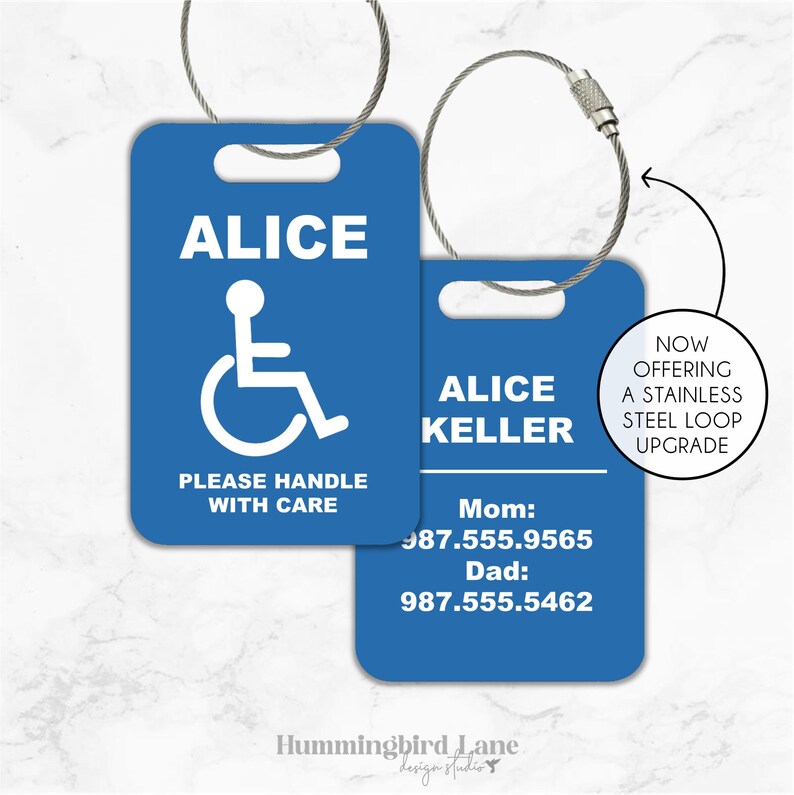 Personalized Handicap Tag, Wheelchair Tag, Disabled Tag, Disability Placard, Handicap Placard, Medical Alert Tag, Aluminum Tag Bild 4