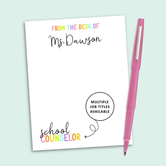 School Counselor Notepad, Personalized Counselor Notepad, Gift for School Counselor, School Counselor Christmas Gift, Back to School