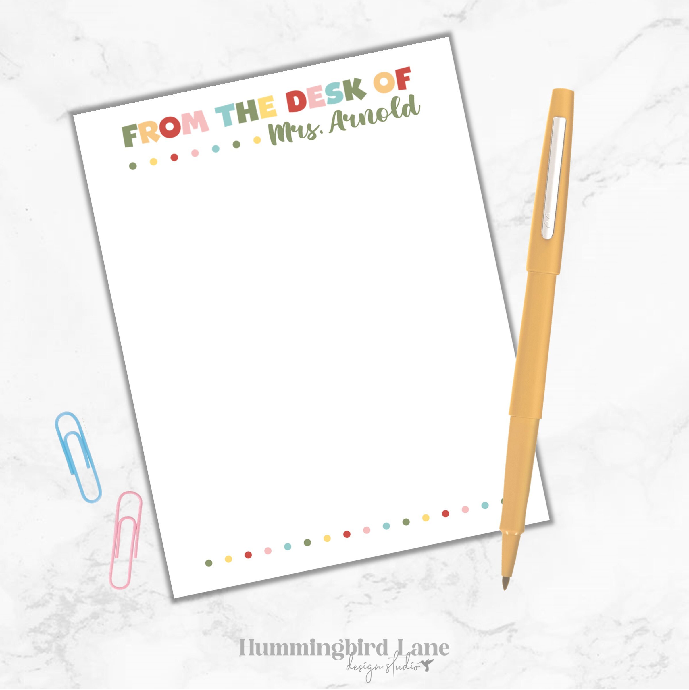Teacher Notepad, Personalized Note Pad, From the Desk of Note Pad ...