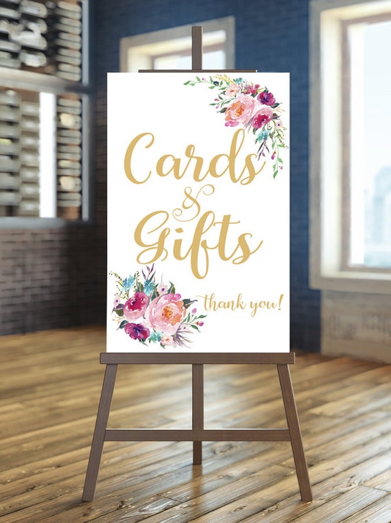 Printable wedding cards and gifts sign, Cards and gifts sign, Floral wedding sign , Gold cards and gifts sign, Custom sign, Gold sign, Laura Il_570xn