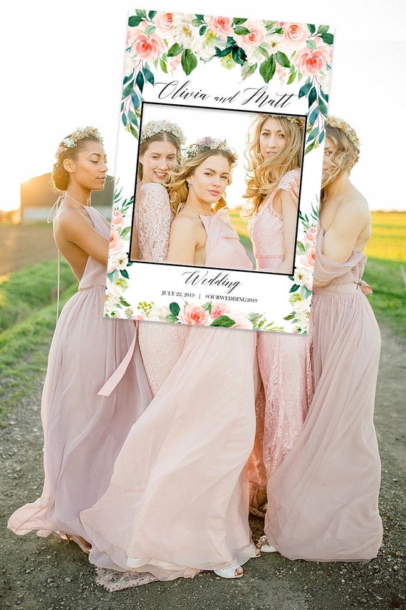 Personalized Wedding photo booth frame, Blush Wedding Photo Prop, Social media frame, Wedding decorations, Selfie photo prop Printable props Il_570xn