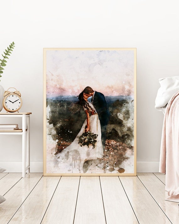 Wedding illustration, Custom wedding portrait From Photo, Custom Couple Portrait Watercolor, Wedding Anniversary Gift, 1st anniversary gift Il_570xn