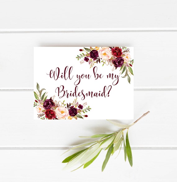Printable bridesmaid card, Marsala Will oneself be my bridesmaid card, Burgundy bridesmaid card, Floral bridesmaid proposal card Boho bridesmaid photo about Bridesmaid Proposal Printable called Printable bridesmaid card, Marsala Will on your own be my bridesmaid card, Burgundy bridesmaid card, Floral bridesmaid proposal card Boho bridesmaid