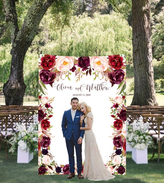 Boho Wedding Photo Backdrop Rustic Wedding Backdrop Burgundy
