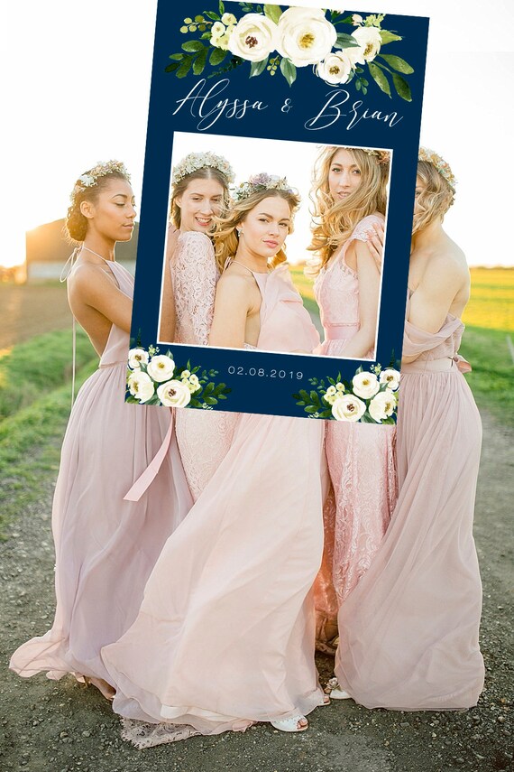 Wedding Photo Prop Navy And White Wedding Photo Booth Frame