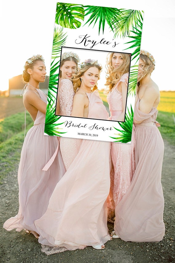 Bridal shower Photo Prop, Tropical Bridal shower photo booth frame, Palm Leaves Bridal Shower decoration, Monstera Wedding photo prop, Aloha Il_570xn