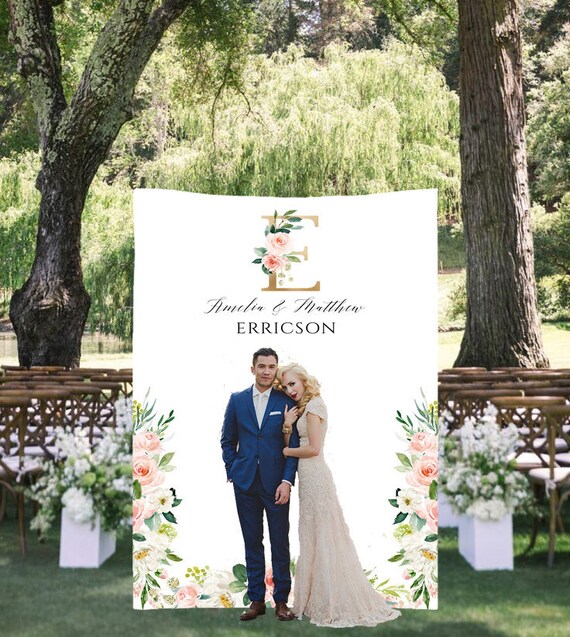 Engagement Party Backdrop, Wedding Backdrop, Wedding Head Table Decor, Monogramed wedding backdrop, Wedding Banner Backdrop, Blush backdrop Il_570xn