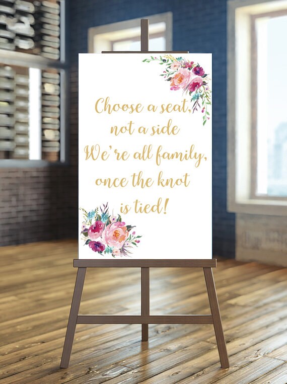 Printable wedding sign, Wedding pick a seat sign, Boho pick a seat sign, Gold pick a seat sign, Floral Pick a seat sign, Garden sign, Laura Il_570xn