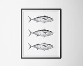 Printable poster, Black&white poster, Instant download, Fish poster, Geometric poster, Pattern poster, Kitchen poster, Kitchen art