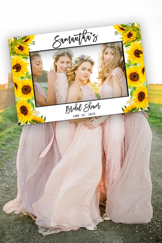 Personalized Bridal Shower photo booth frame, Sunflower Bridal Shower Photo Booth Frame, Bachelorette Selfie Frame, Sunflowers Birthday Prop Il_570xn