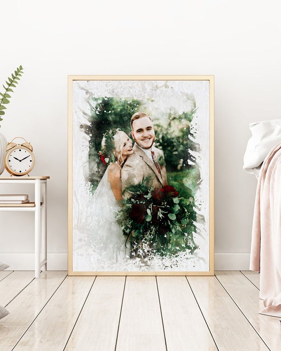 Wedding Anniversary Gift, Custom Portrait From Photo, Custom Couple Portrait Watercolor, Custom Family Portrait, 1st anniversary gift Couple Il_570xn