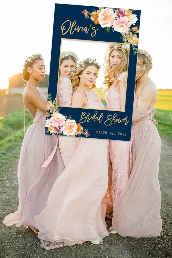 Bridal shower Photo Prop, Navy and Orange Bridal shower photo booth frame, Bridal Shower decoration, Bridal Shower sign, Fall Bridal shower Il_570xn