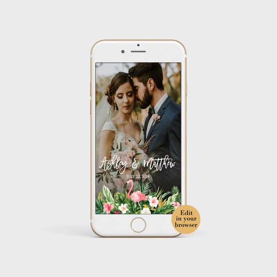 Tropical Wedding Snapchat Geofilter, Destination Snapchat Geofilter, Flamingo Bridal Shower Snapchat Geofilter, Instant Download Geofilter Il_570xn