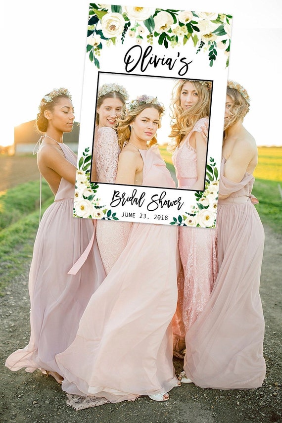Bridal shower Photo Prop, White flowers Bridal shower photo booth frame, Bridal Shower decoration, Bridal Shower sign, Wedding photo props Il_570xn