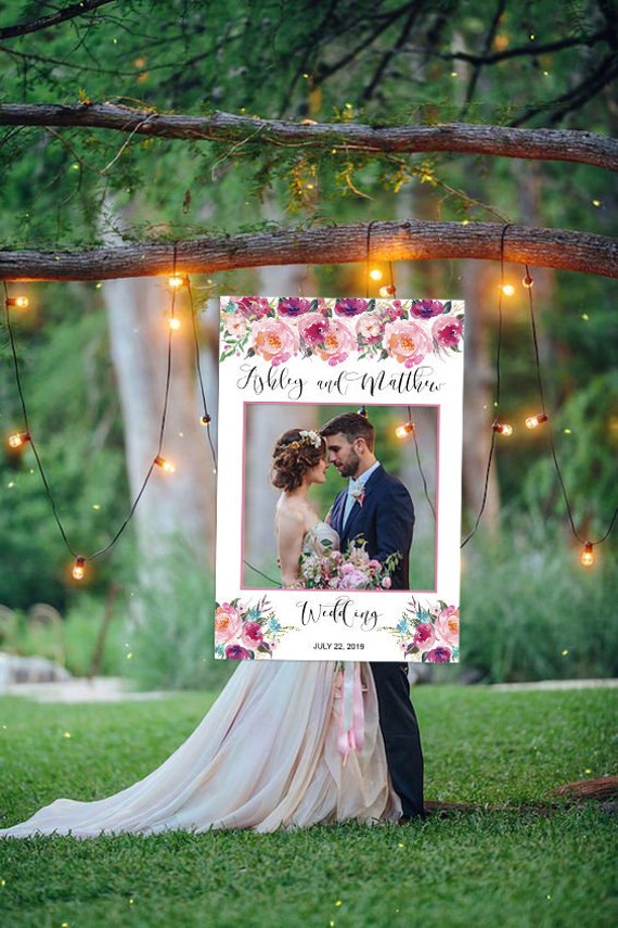 Personalized Wedding photo booth frame, Pink Wedding Photo Prop, Wedding decoration, Wedding photo prop Selfie photo prop Social Media Frame Il_570xn