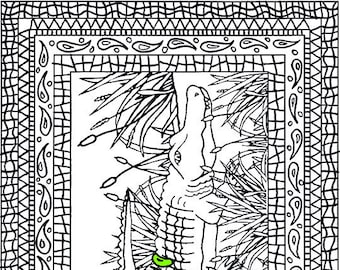 Pagina da colorare alligatore PDF Download digitale istantaneo