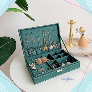 Decorative storage box Jewelry organizer Dressing table accessories Chartreuse box Gift for Women Large jewelry box Bedroom decor