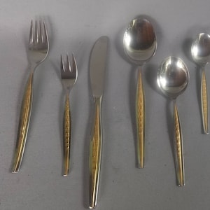 BSF Brabant Edelstahl Gold Besteck Menuemesser Menuegabel Kuchengabel Tassenlöffel zur Auswahl
