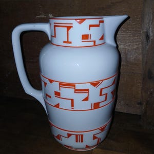 Kakaokanna av porslin, stänkskyddsdekoration, Art Deco